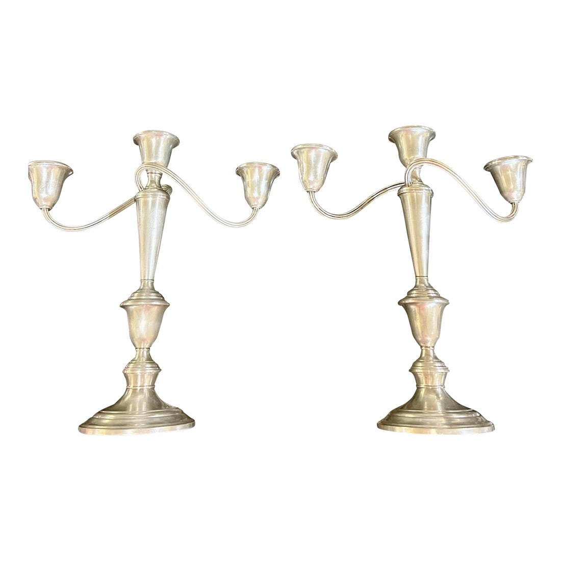 Pair of Tall, Antique, Sterling Silver, Gorham #808 Puritan Patterned, Convertible Candelabras, Weig (1 of 12)