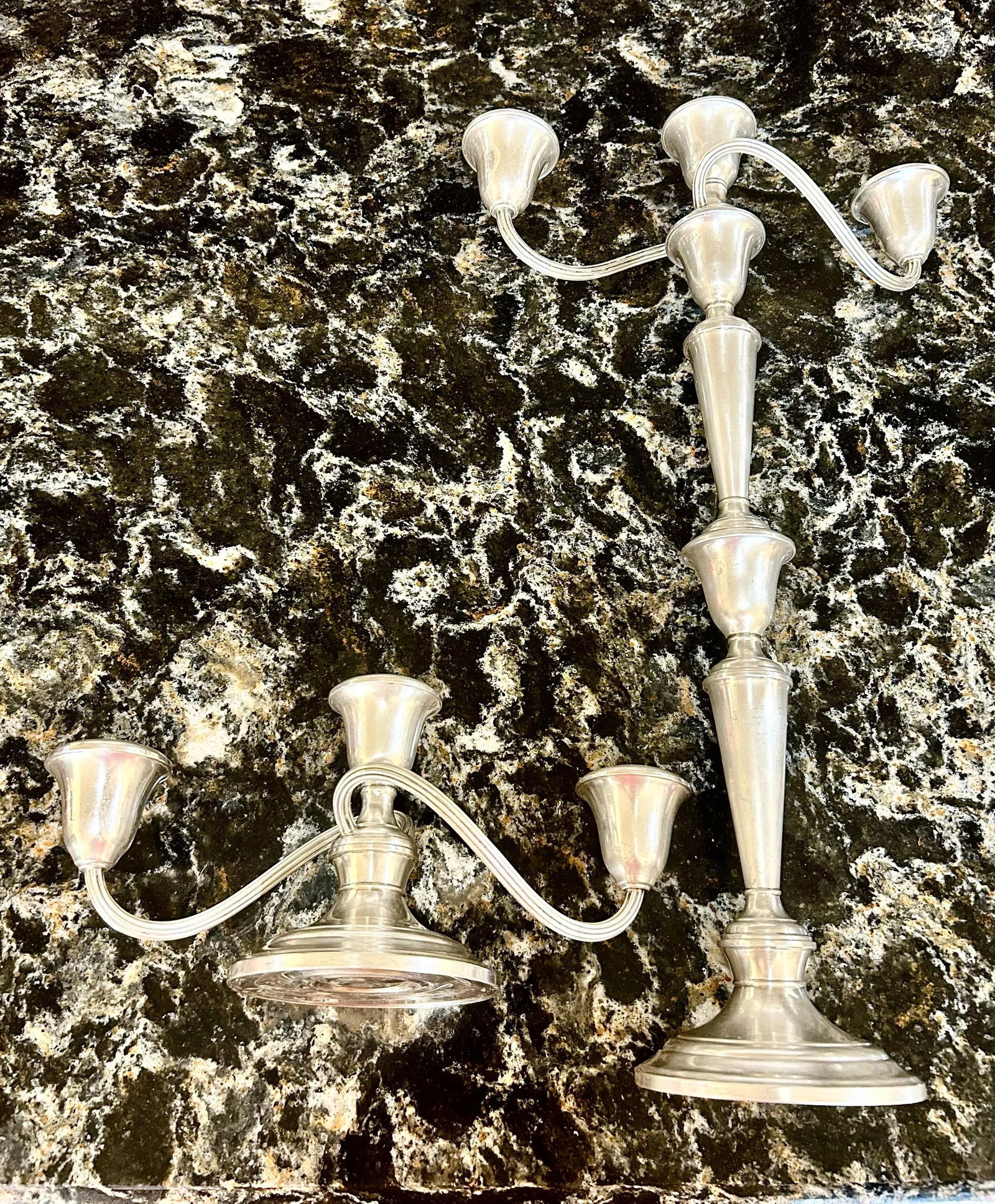 Pair of Tall, Antique, Sterling Silver, Gorham #808 Puritan Patterned, Convertible Candelabras, Weig - 3
