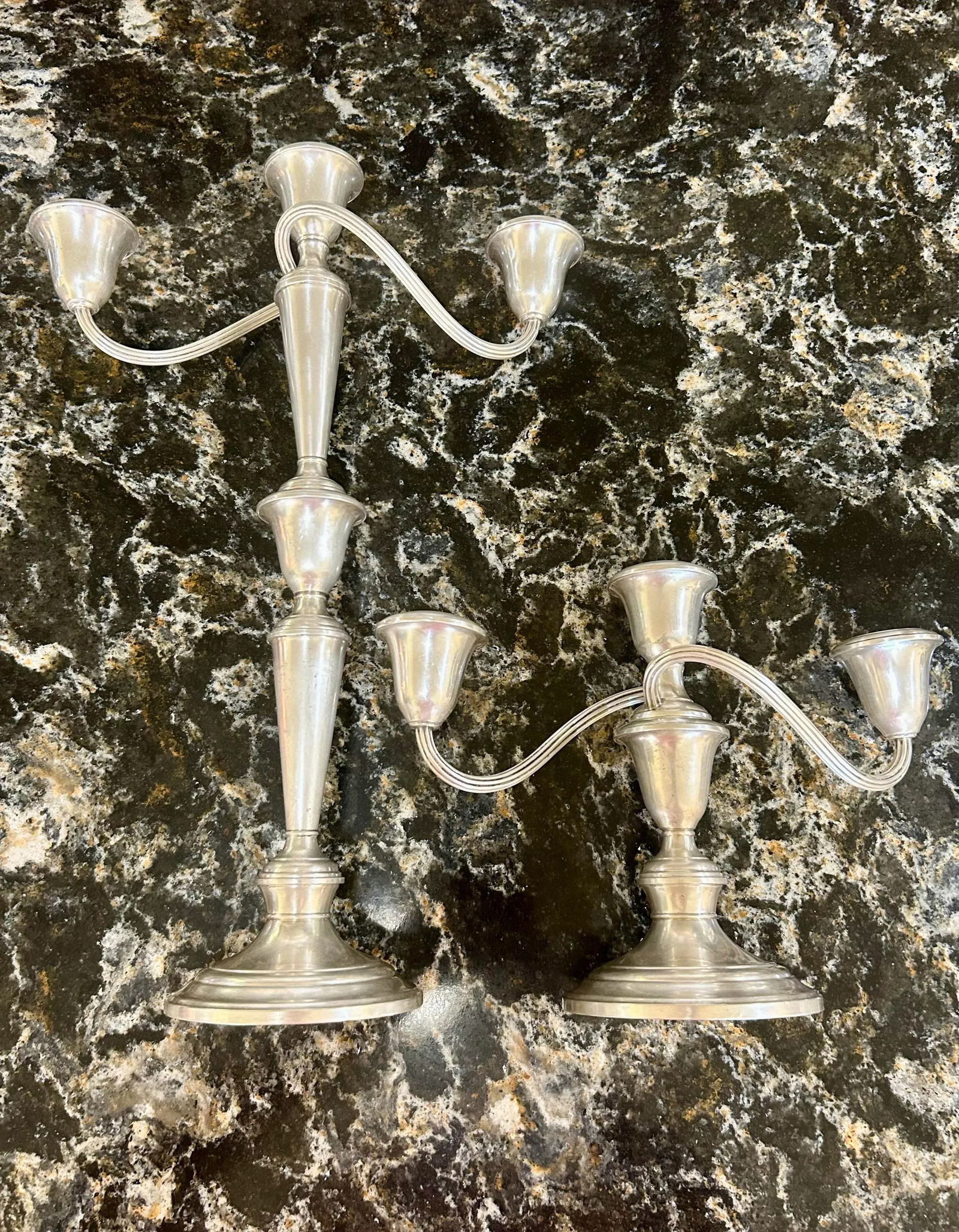 Pair of Tall, Antique, Sterling Silver, Gorham #808 Puritan Patterned, Convertible Candelabras, Weig - 4