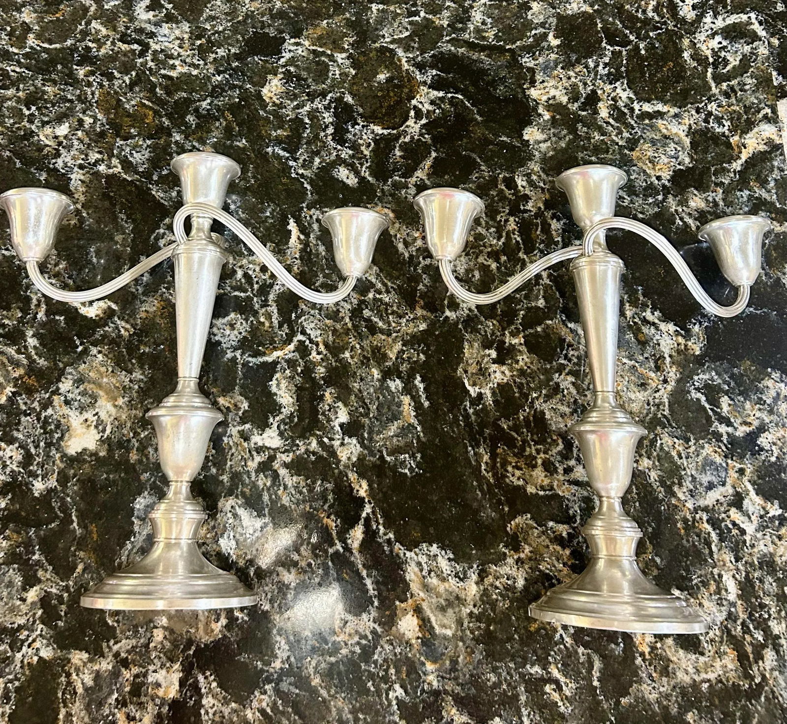 Pair of Tall, Antique, Sterling Silver, Gorham #808 Puritan Patterned, Convertible Candelabras, Weig - 5