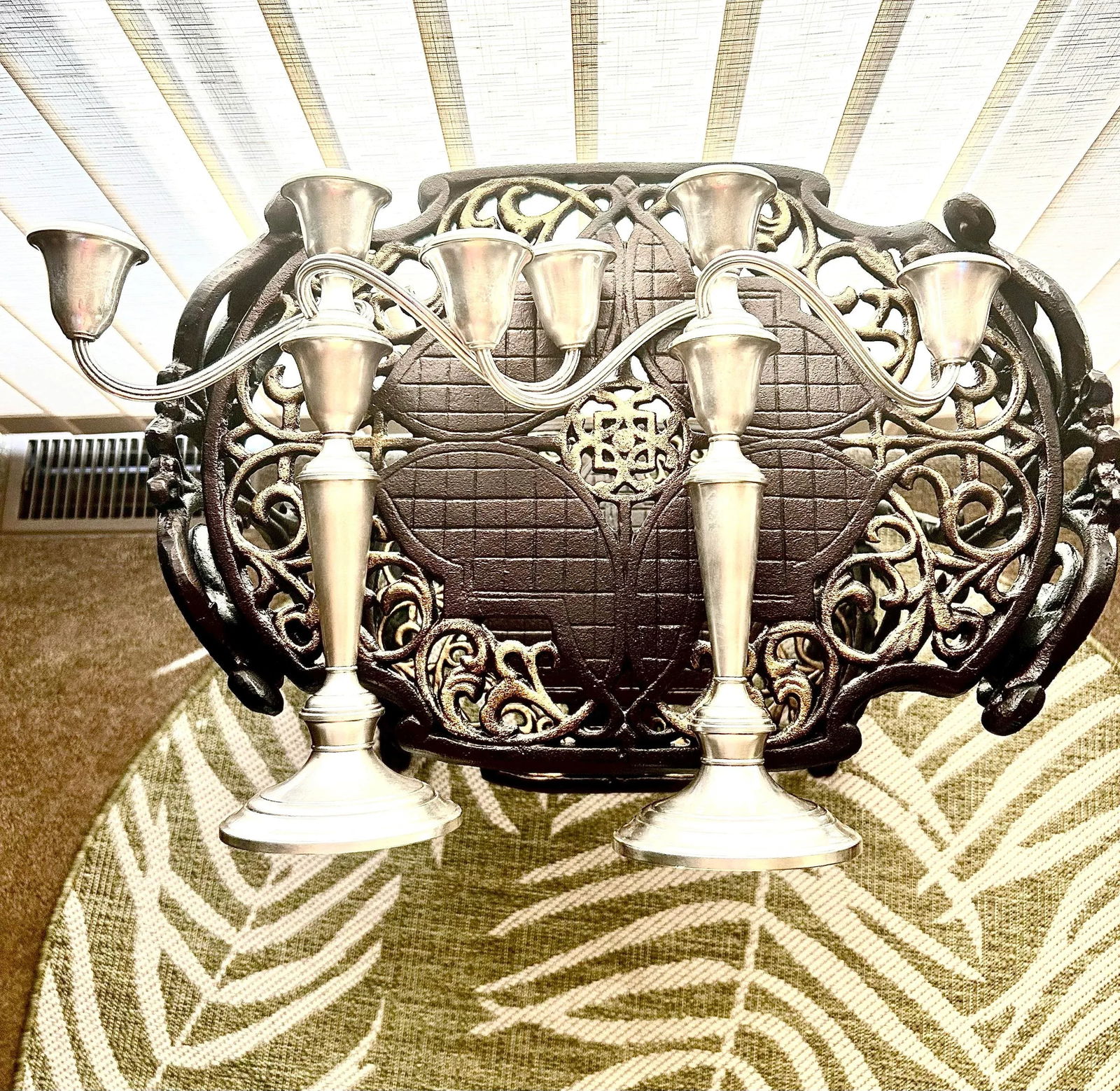 Pair of Tall, Antique, Sterling Silver, Gorham #808 Puritan Patterned, Convertible Candelabras, Weig - 7