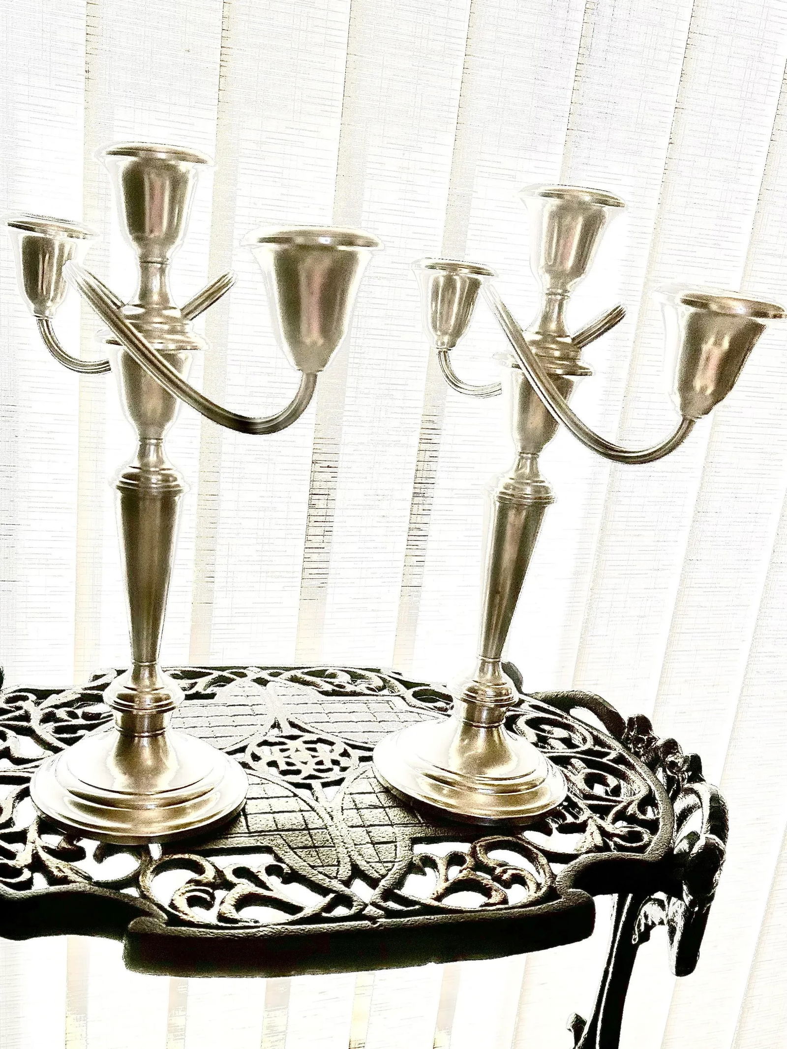Pair of Tall, Antique, Sterling Silver, Gorham #808 Puritan Patterned, Convertible Candelabras, Weig - 8