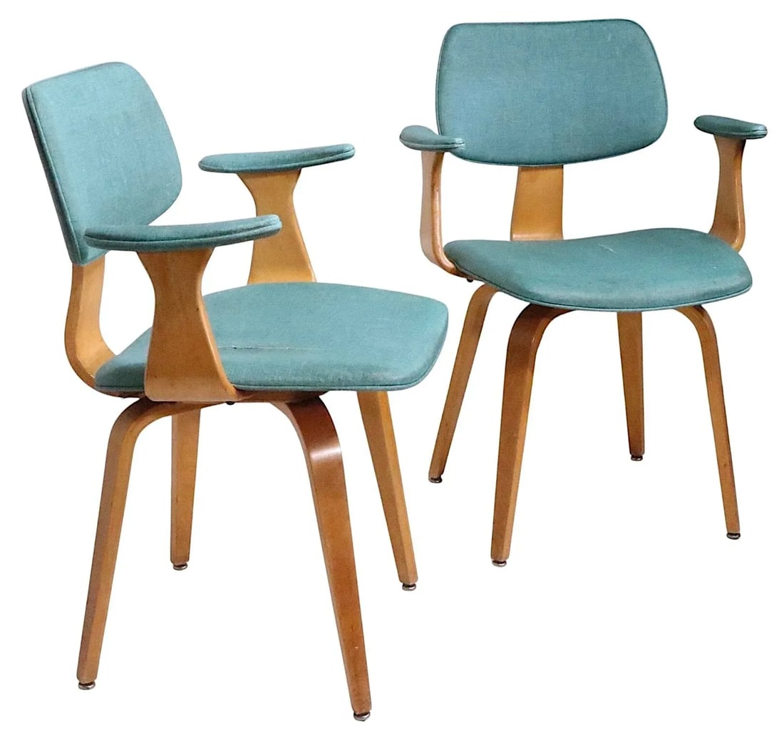 Pr. Mid Century Bentwood Chairs by Joe Atkinson for Thonet - 7