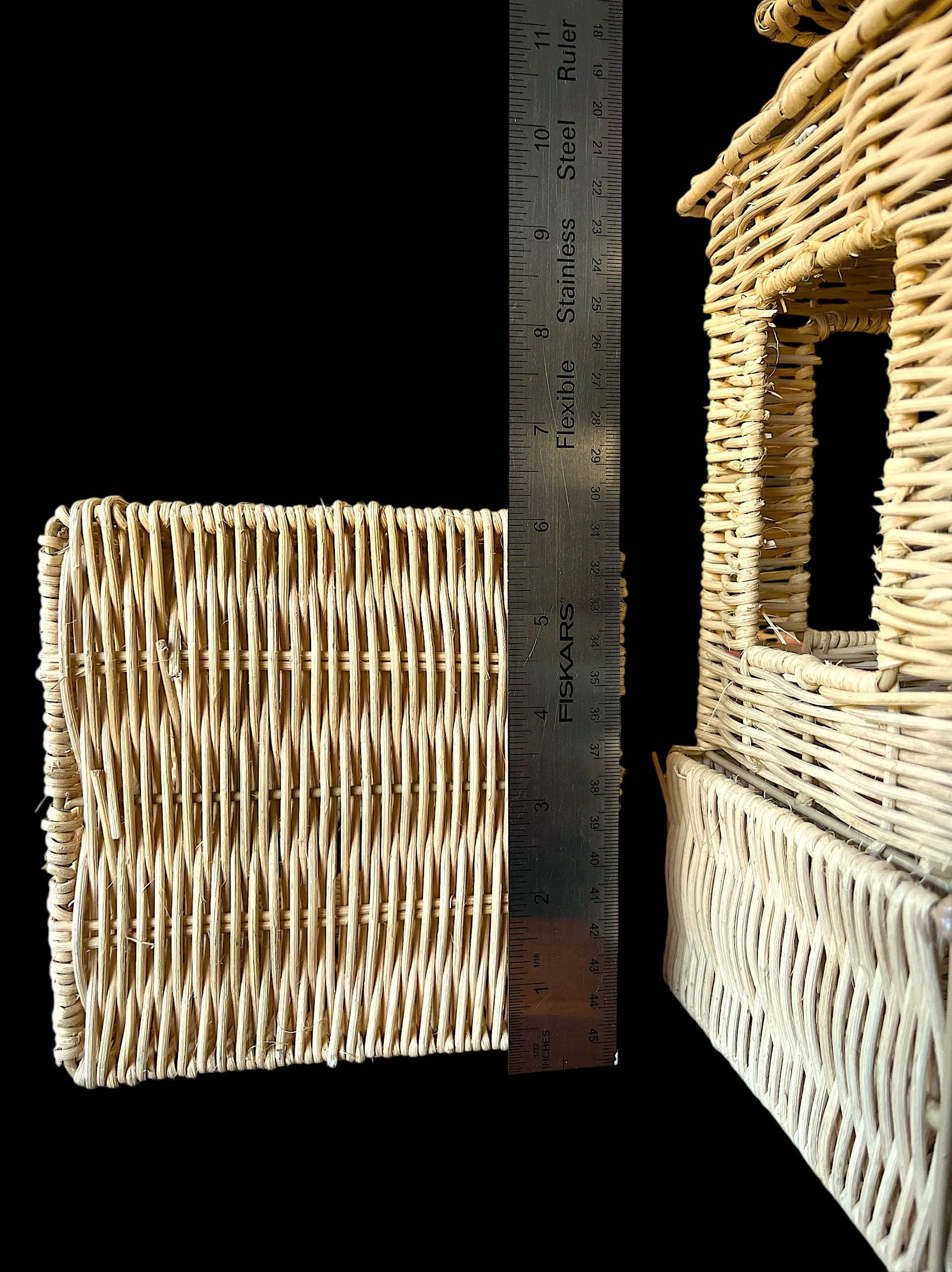 Pair of Rattan Pagoda Lanterns in Coastal Chinoiserie Style – 16" X 6" X 6" - 5