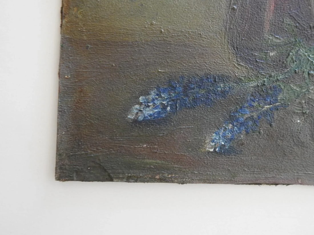 Small Early 20th Century Stella Meyer Sterne Bluebonnet Still Life Painting - 3