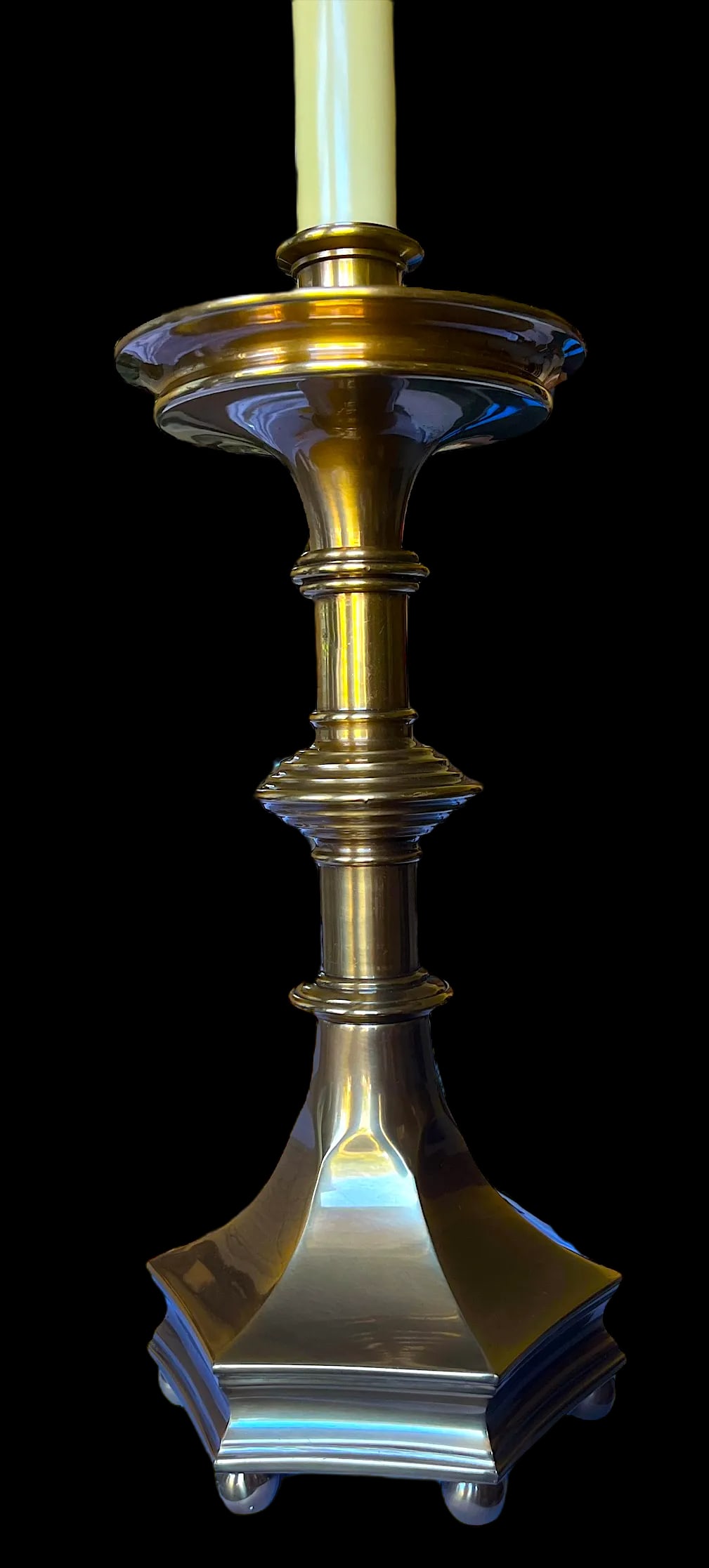 Vintage Frederick Cooper Solid Brass Candlestick Style Table Lamp – Colonial Revival Style - 2