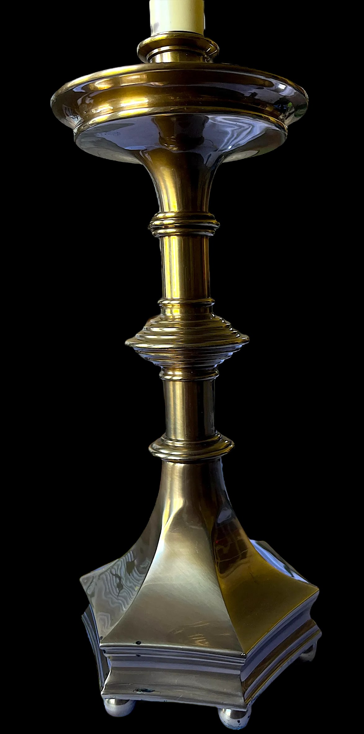 Vintage Frederick Cooper Solid Brass Candlestick Style Table Lamp – Colonial Revival Style - 4