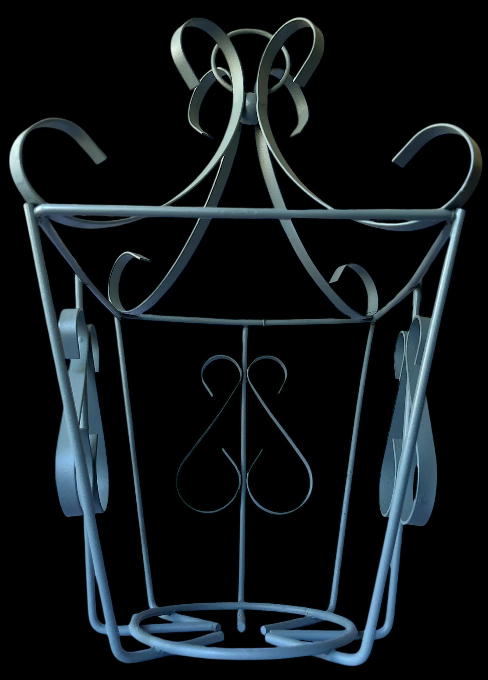 Vintage Pale Sage Green Wrought Iron Lantern Frame – Hollywood Regency French Provincial Style - 3