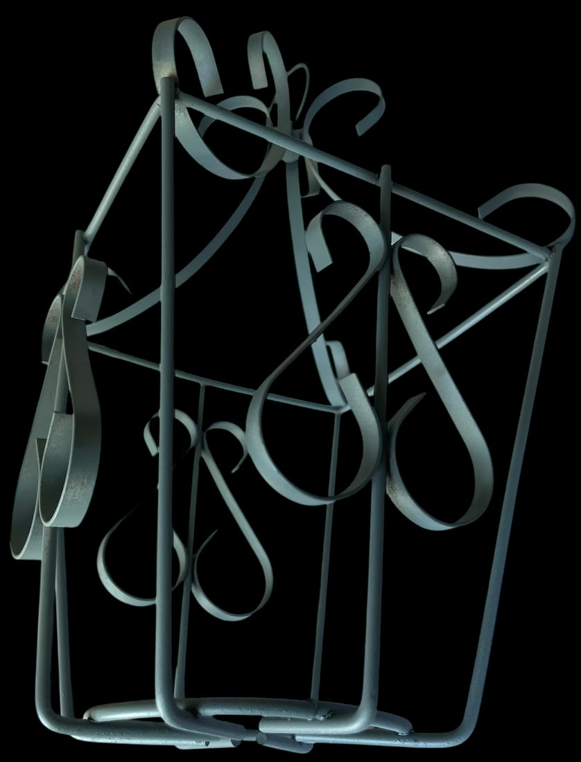 Vintage Pale Sage Green Wrought Iron Lantern Frame – Hollywood Regency French Provincial Style - 4