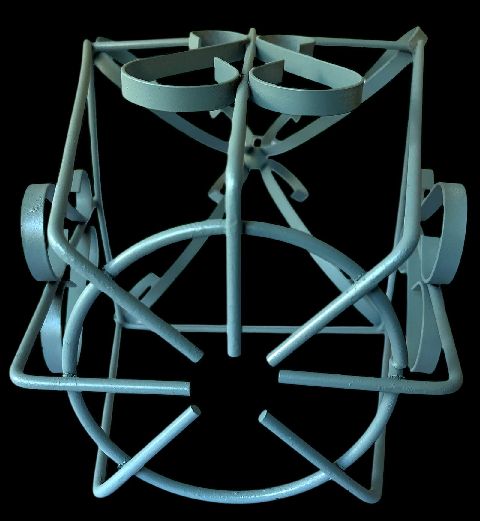 Vintage Pale Sage Green Wrought Iron Lantern Frame – Hollywood Regency French Provincial Style - 5