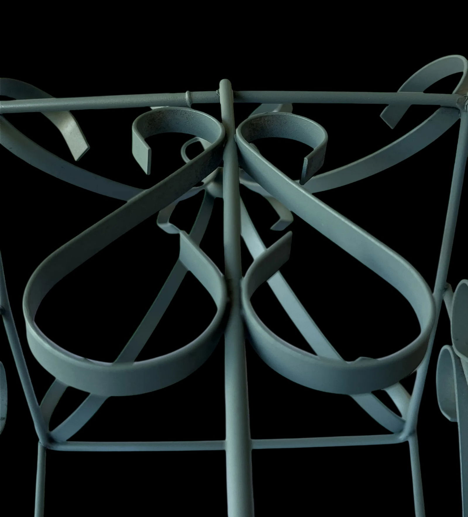 Vintage Pale Sage Green Wrought Iron Lantern Frame – Hollywood Regency French Provincial Style - 7