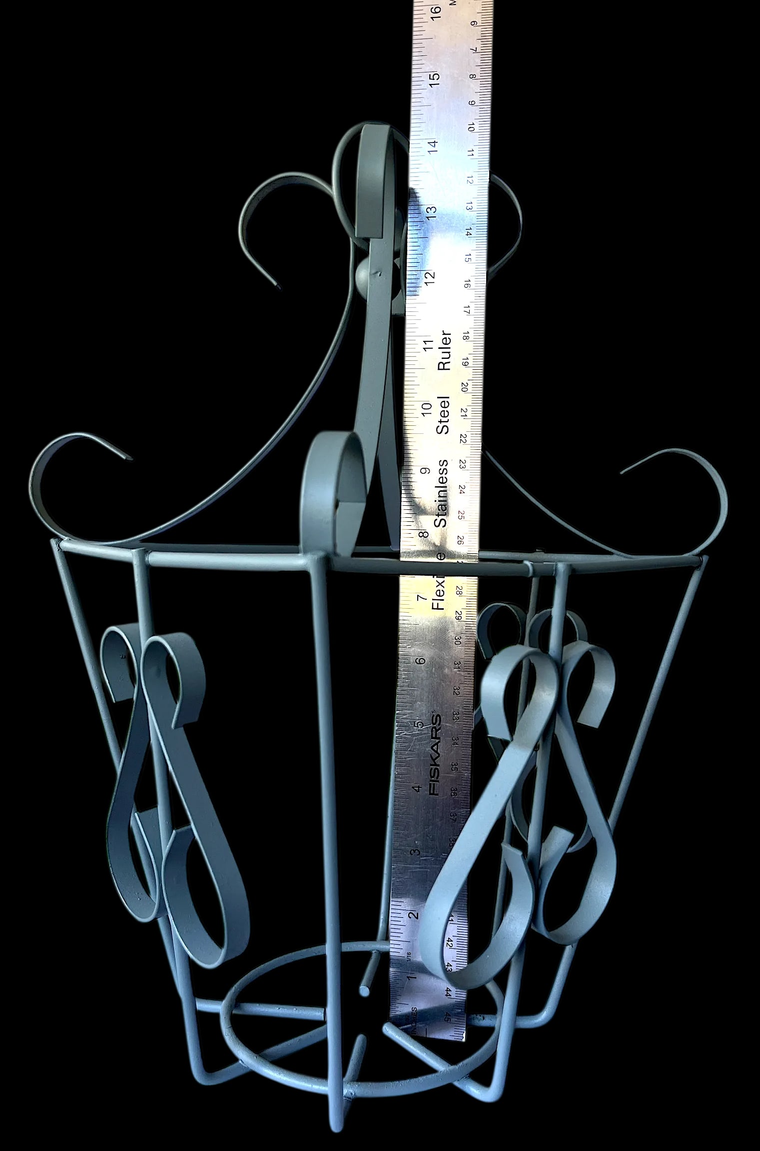 Vintage Pale Sage Green Wrought Iron Lantern Frame – Hollywood Regency French Provincial Style - 8