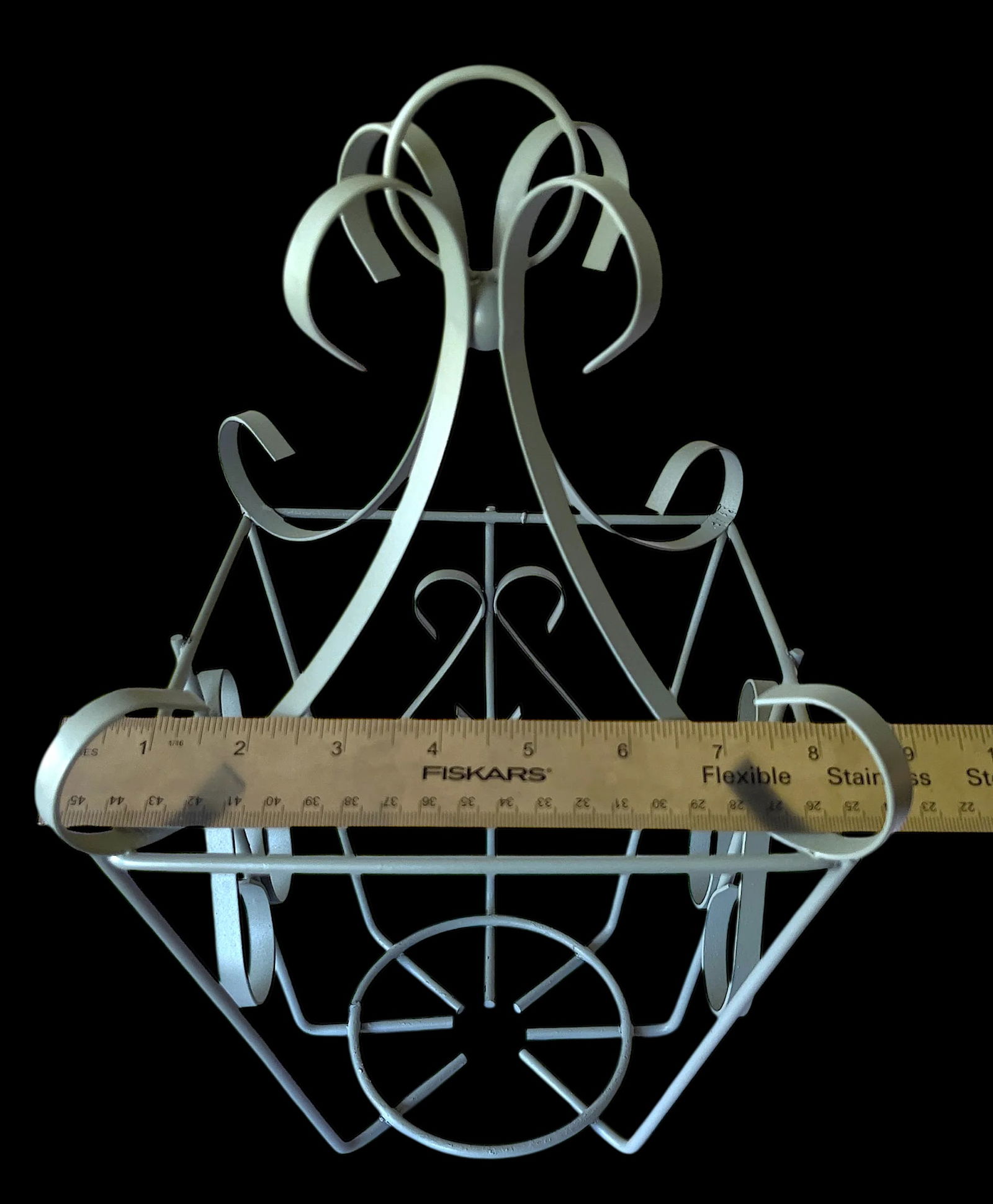 Vintage Pale Sage Green Wrought Iron Lantern Frame – Hollywood Regency French Provincial Style - 9