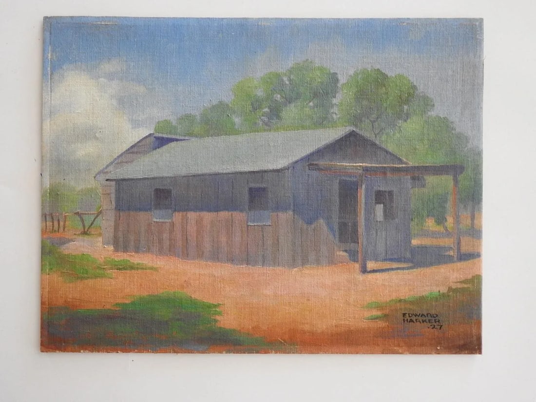 1927 Edward Harker Old Barn Painting - 4