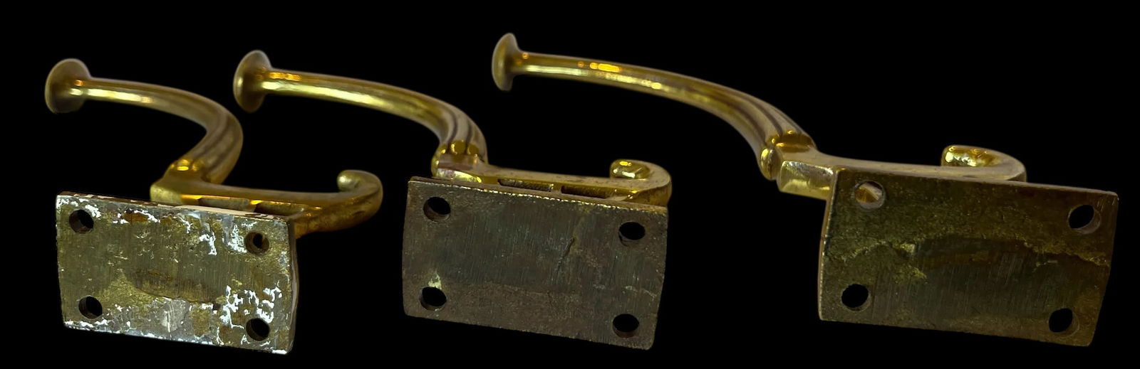 1980s Solid Brass Chippendale Hooks After P. E. Guerin - Set of Three - 5