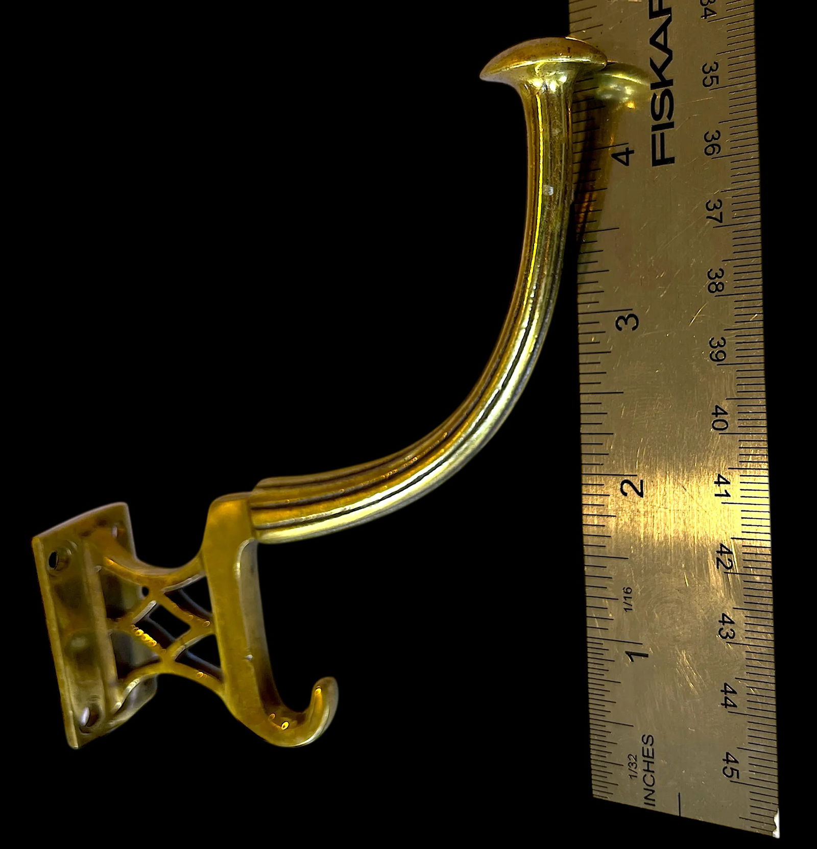 1980s Solid Brass Chippendale Hooks After P. E. Guerin - Set of Three - 7