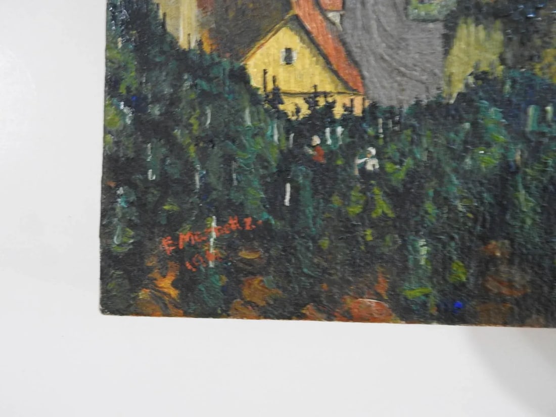 Early 20th Century Continental School Coastal Castle Cityscape Painting - 2