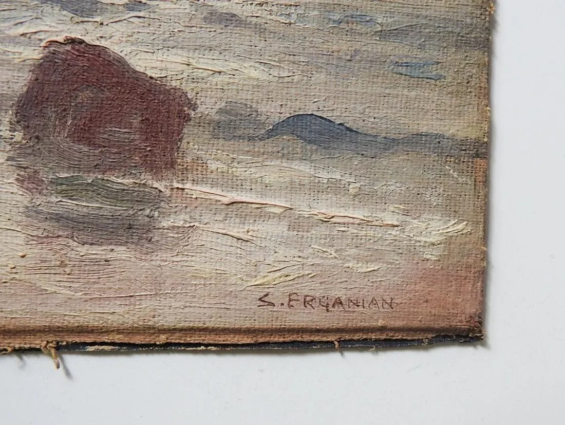 Small Early 20th Century Rocky Coastal Seascape Painting - 2