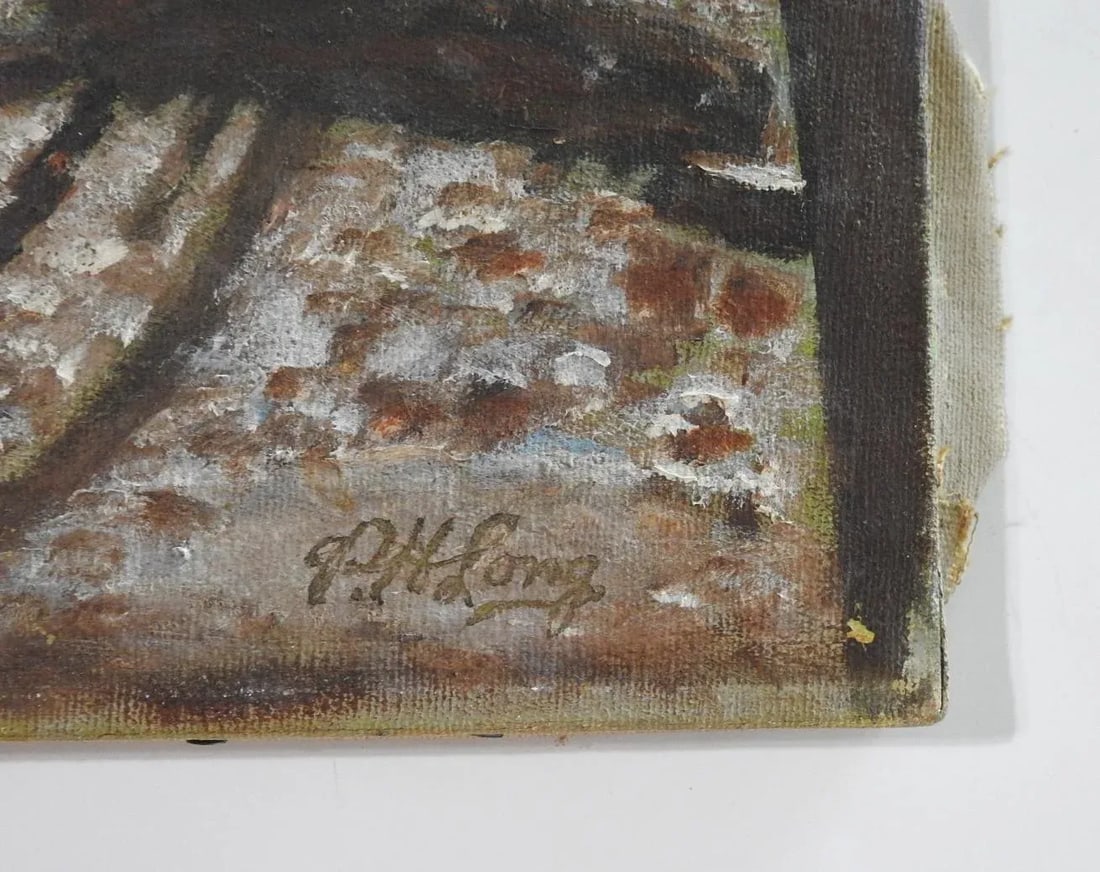 1956 Tonal Folk Art Winter Forest Landscape Painting - 5