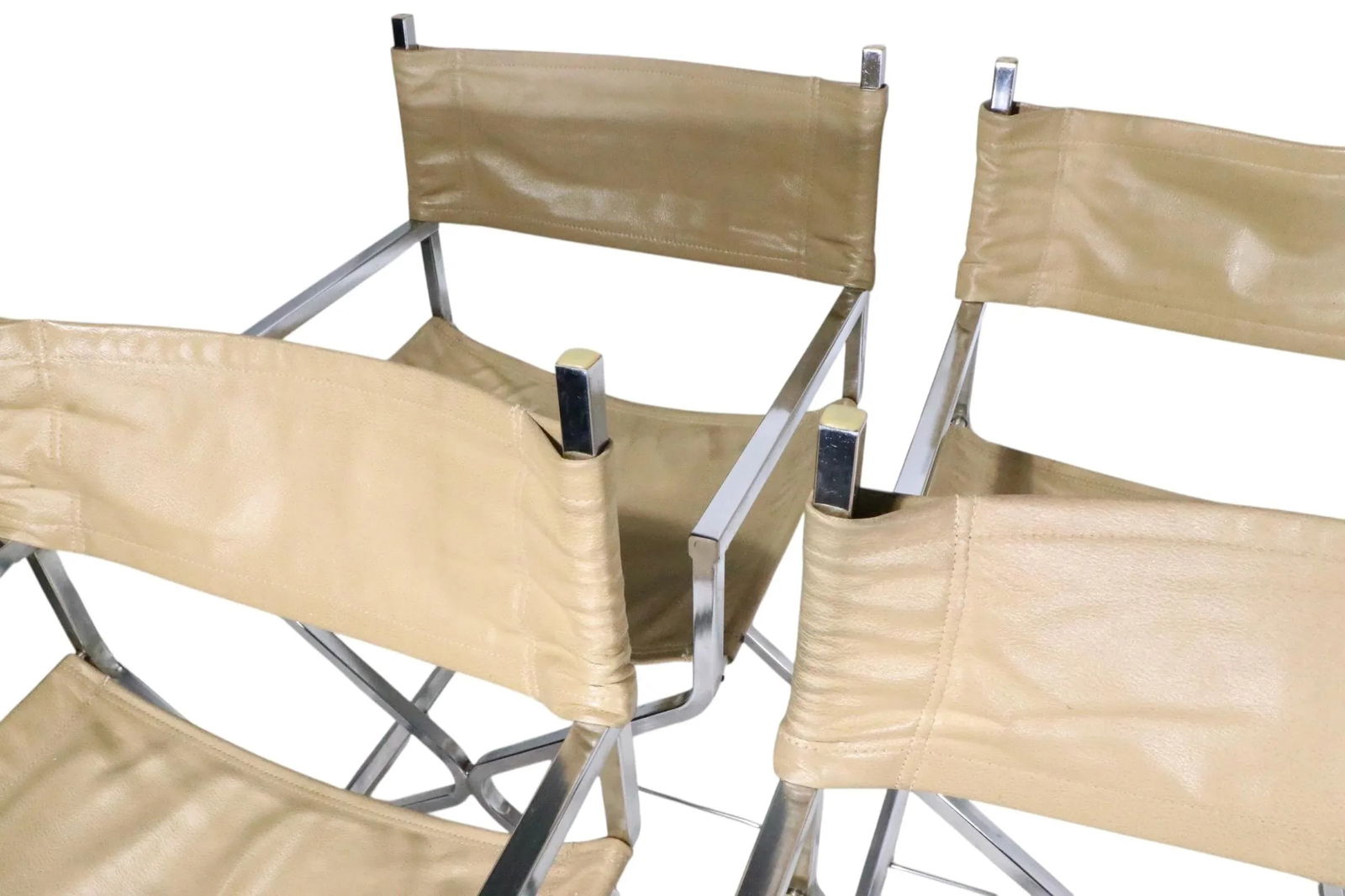 Set of Four Chrome Directors Chairs C. 1970's - 10