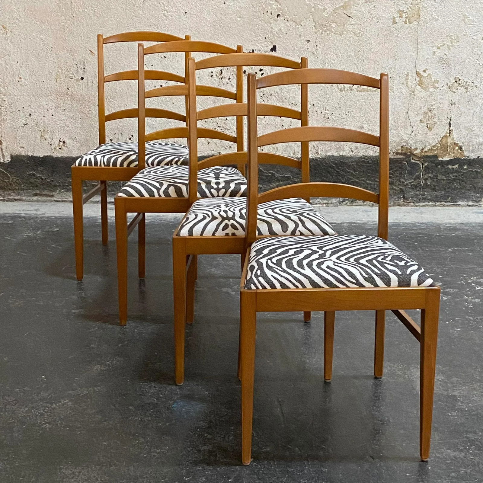 Mid-Century Swedish Modern Dining Chairs With Zebra Fabric - 10