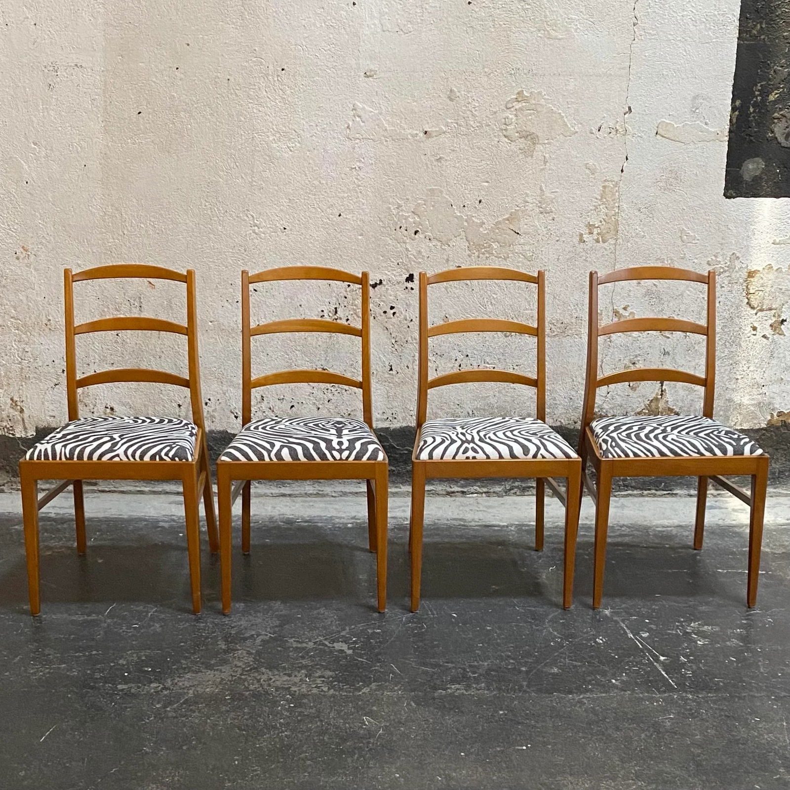 Mid-Century Swedish Modern Dining Chairs With Zebra Fabric - 2