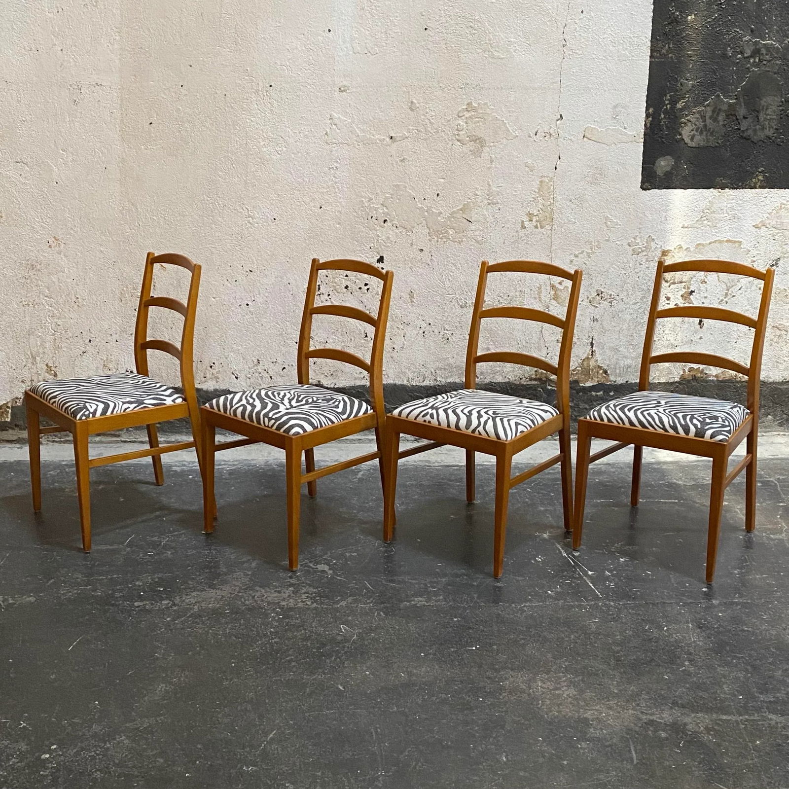Mid-Century Swedish Modern Dining Chairs With Zebra Fabric - 3