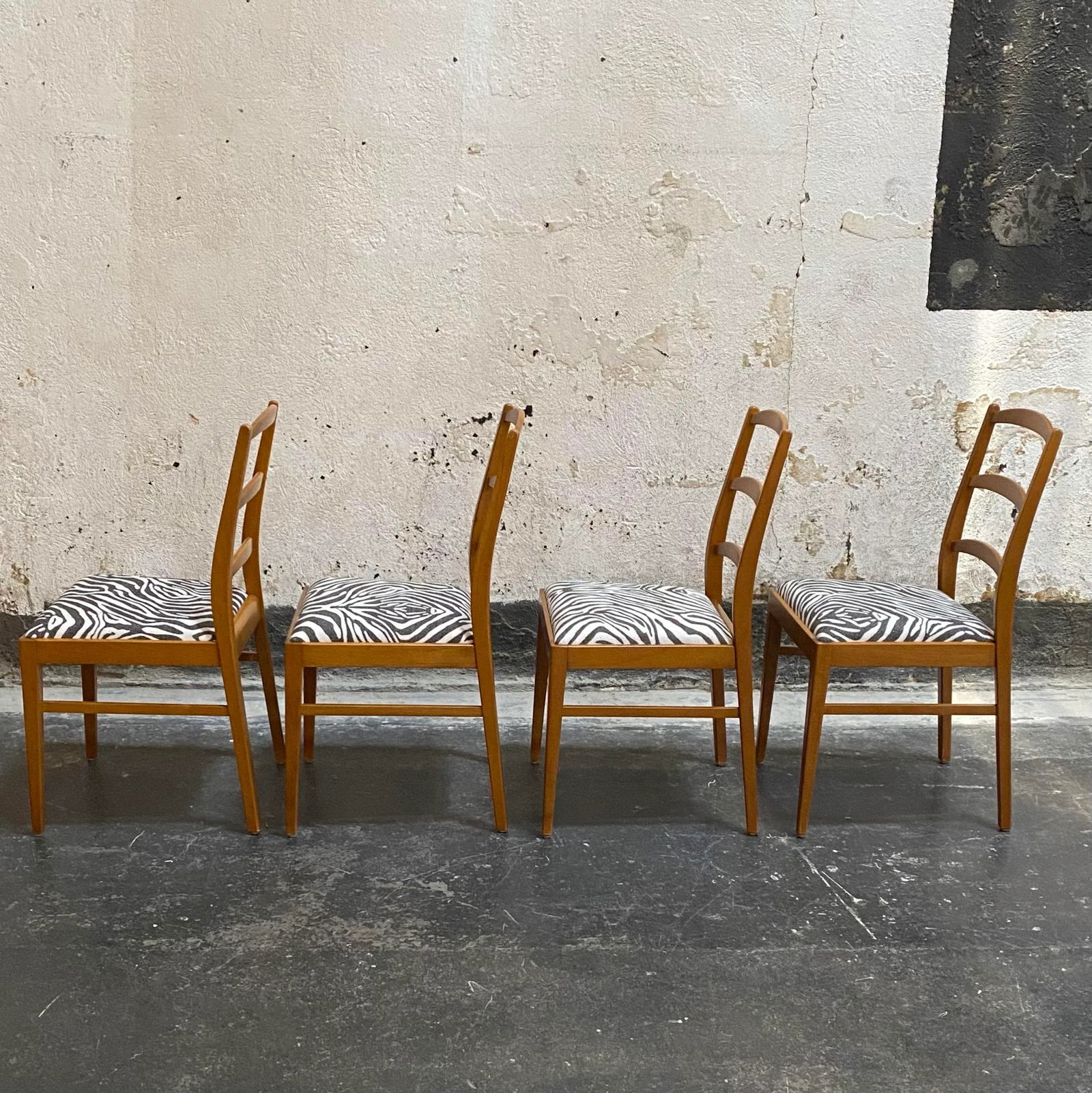 Mid-Century Swedish Modern Dining Chairs With Zebra Fabric - 4