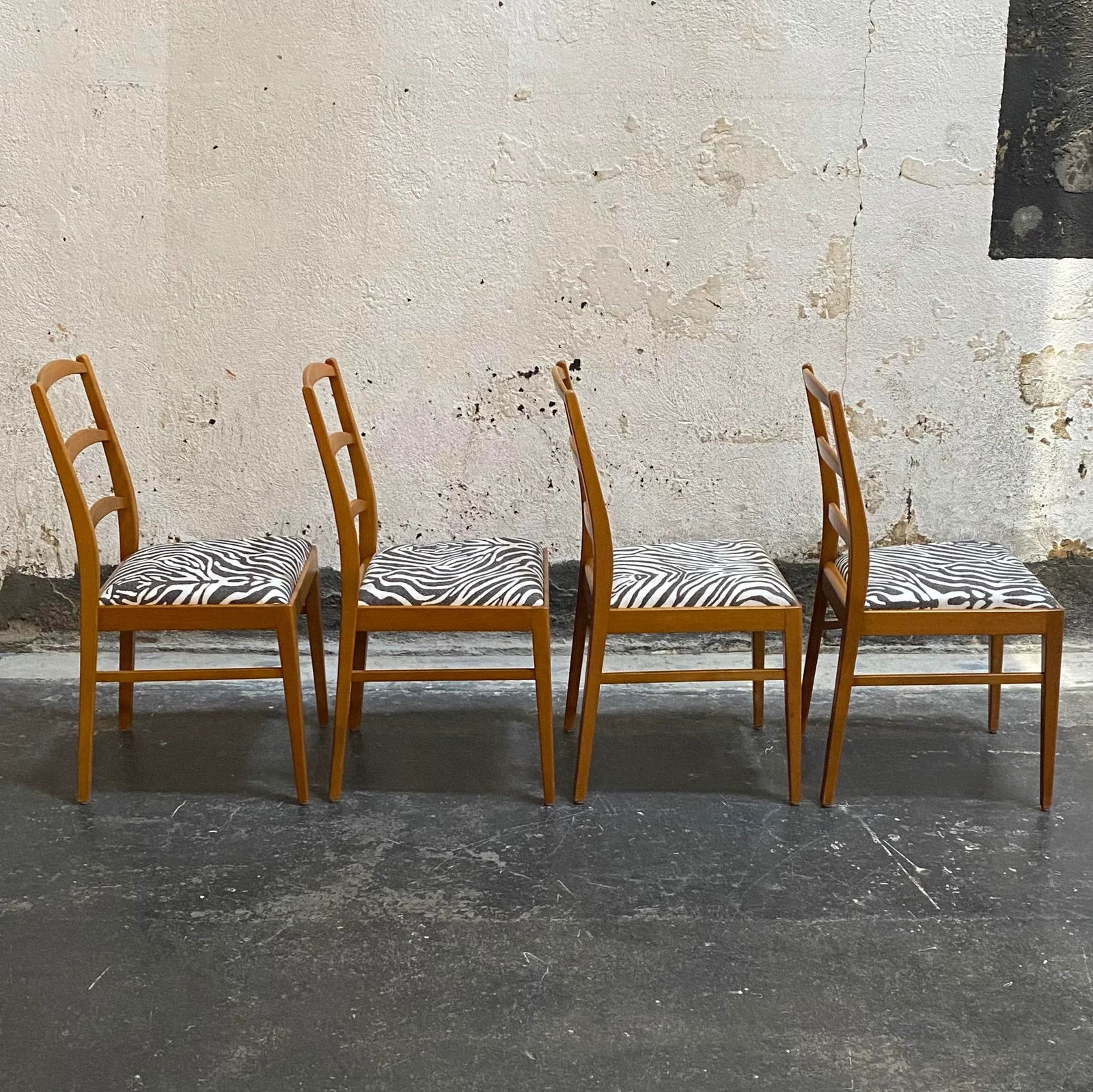 Mid-Century Swedish Modern Dining Chairs With Zebra Fabric - 5