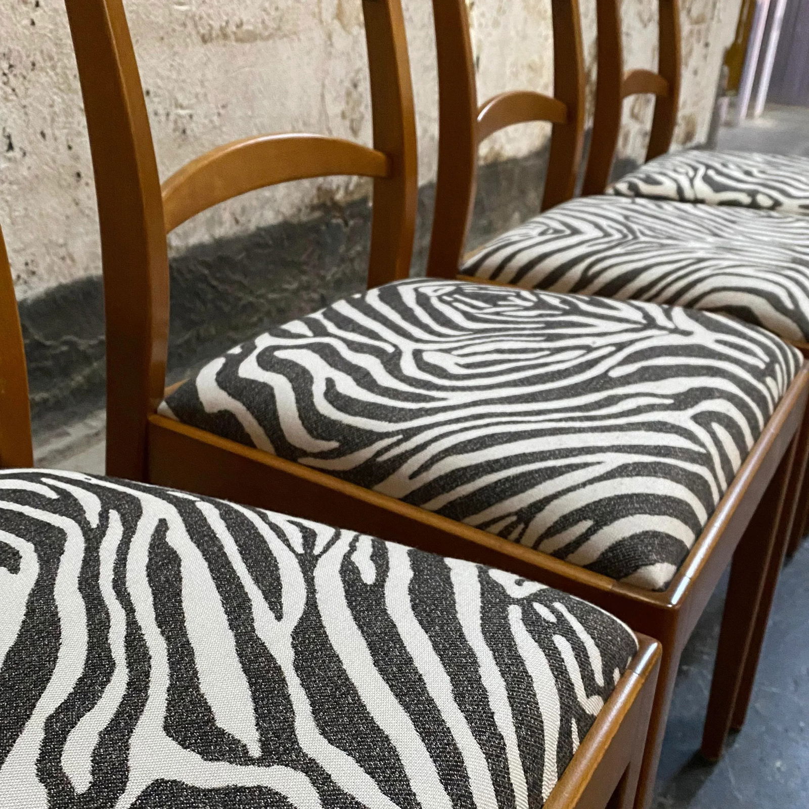 Mid-Century Swedish Modern Dining Chairs With Zebra Fabric - 9