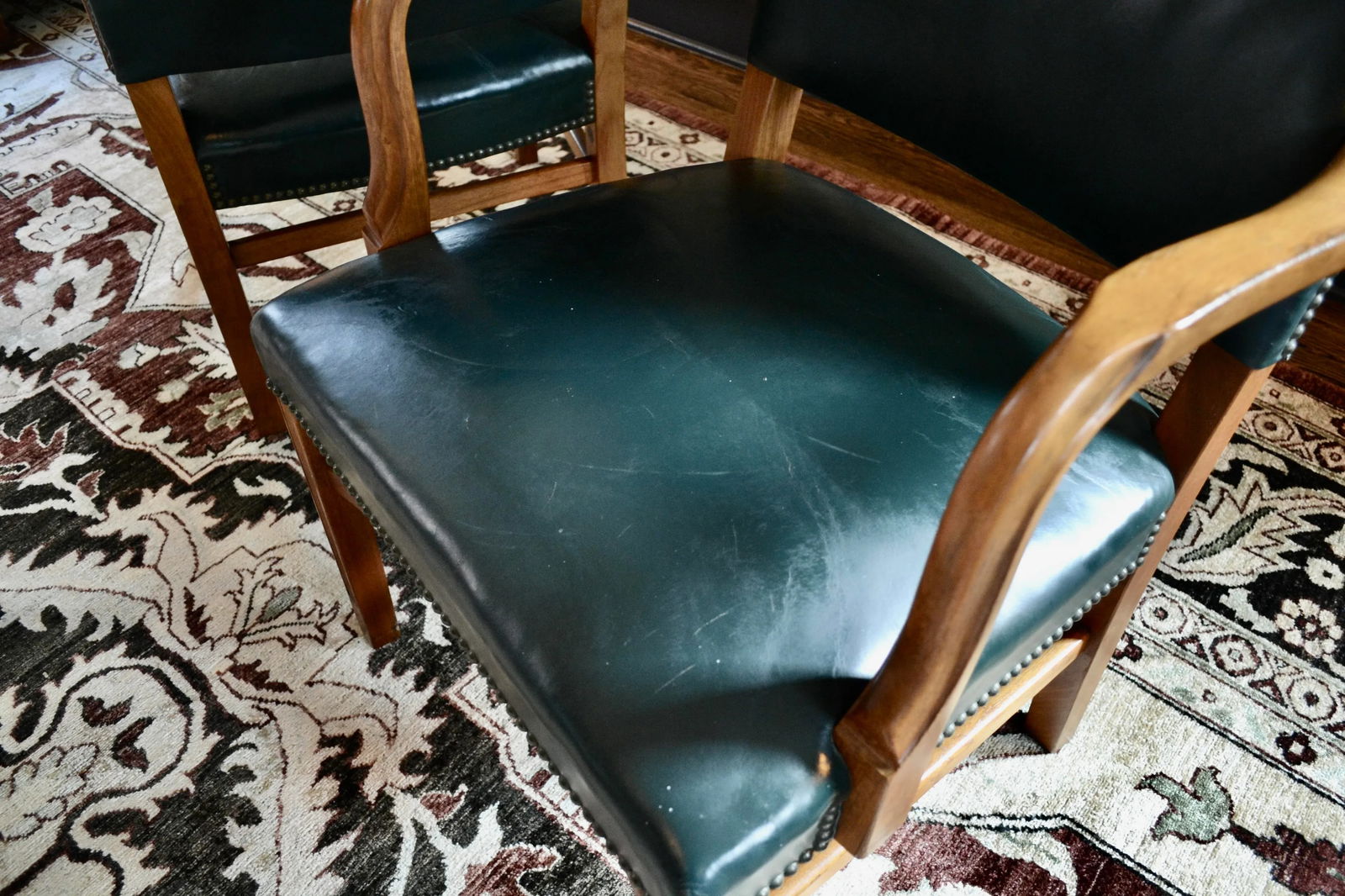 Mid 20th Century Gunlocke American Modernist Maple & Leather Armchairs - A Pair - 5