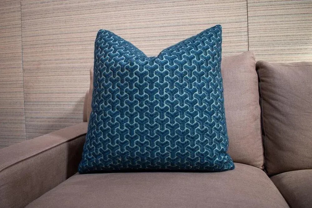 Lee Jofa Modern "Chengtudoor Embroidery" David Hicks Custom Pillow 20x20 In. - 2