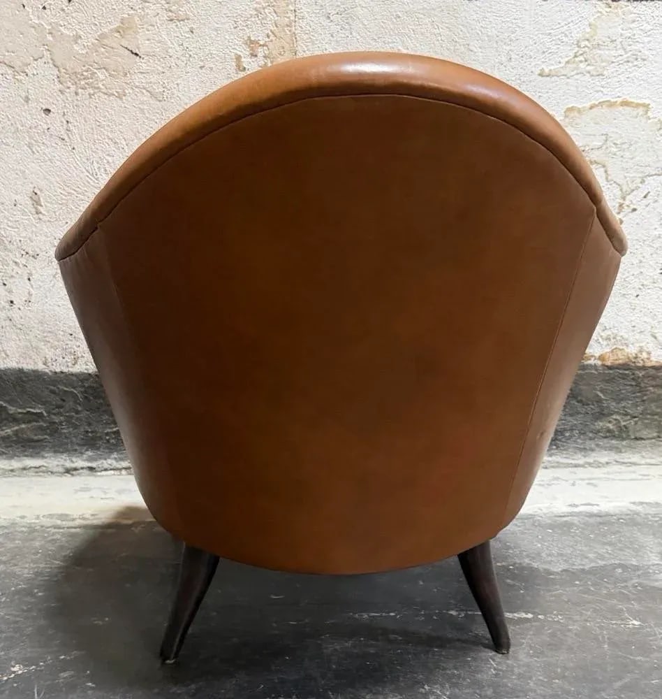 Snygg Caramel Leather Lounge Chair - 5