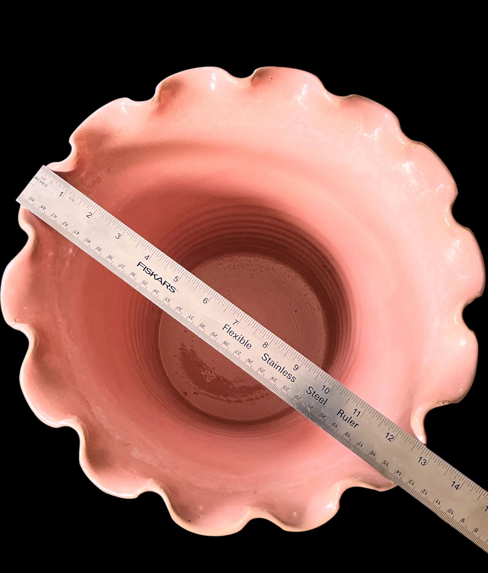 Early 20th Century Large Antique French Hand Thrown Earthenware Scalloped Pink Glazed Planters With - 12