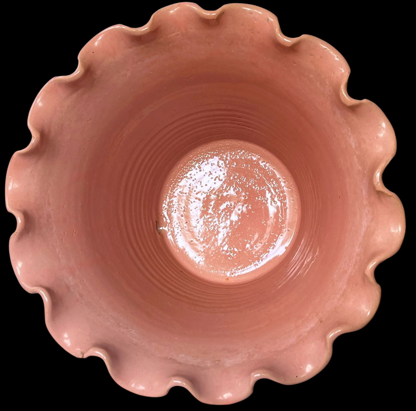 Early 20th Century Large Antique French Hand Thrown Earthenware Scalloped Pink Glazed Planters With - 8