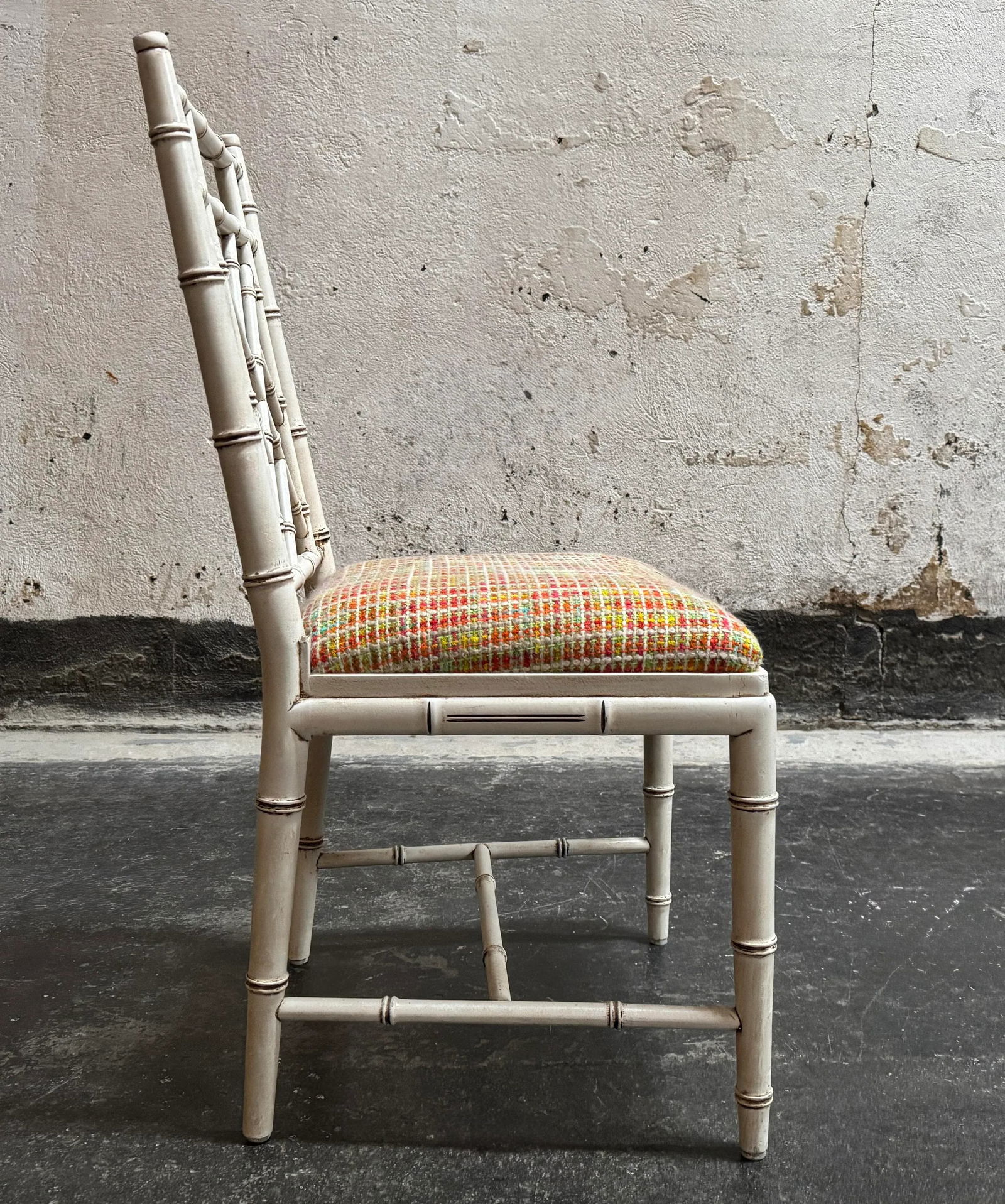 Vintage Chinoiserie Style Faux Bamboo Accent, Desk or Vanity Chair C. 1970s - 3