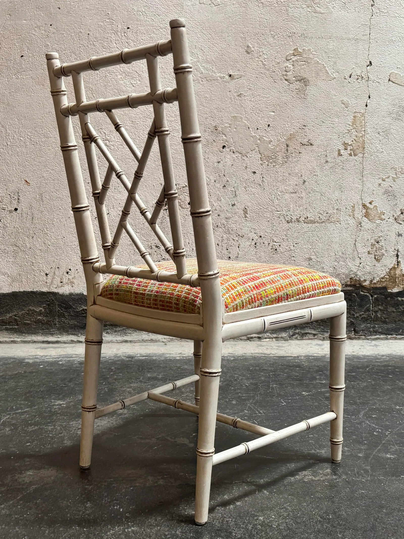 Vintage Chinoiserie Style Faux Bamboo Accent, Desk or Vanity Chair C. 1970s - 4