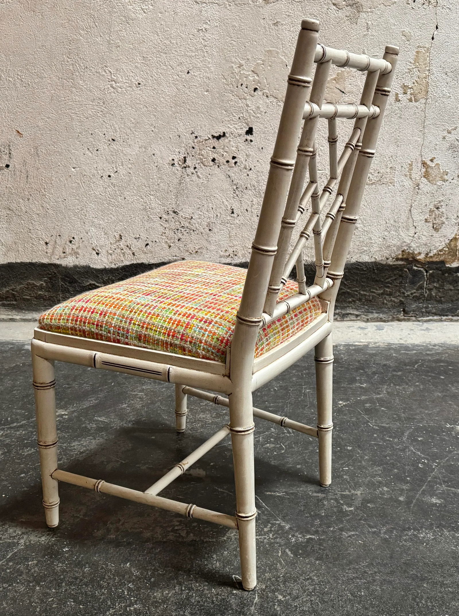 Vintage Chinoiserie Style Faux Bamboo Accent, Desk or Vanity Chair C. 1970s - 6