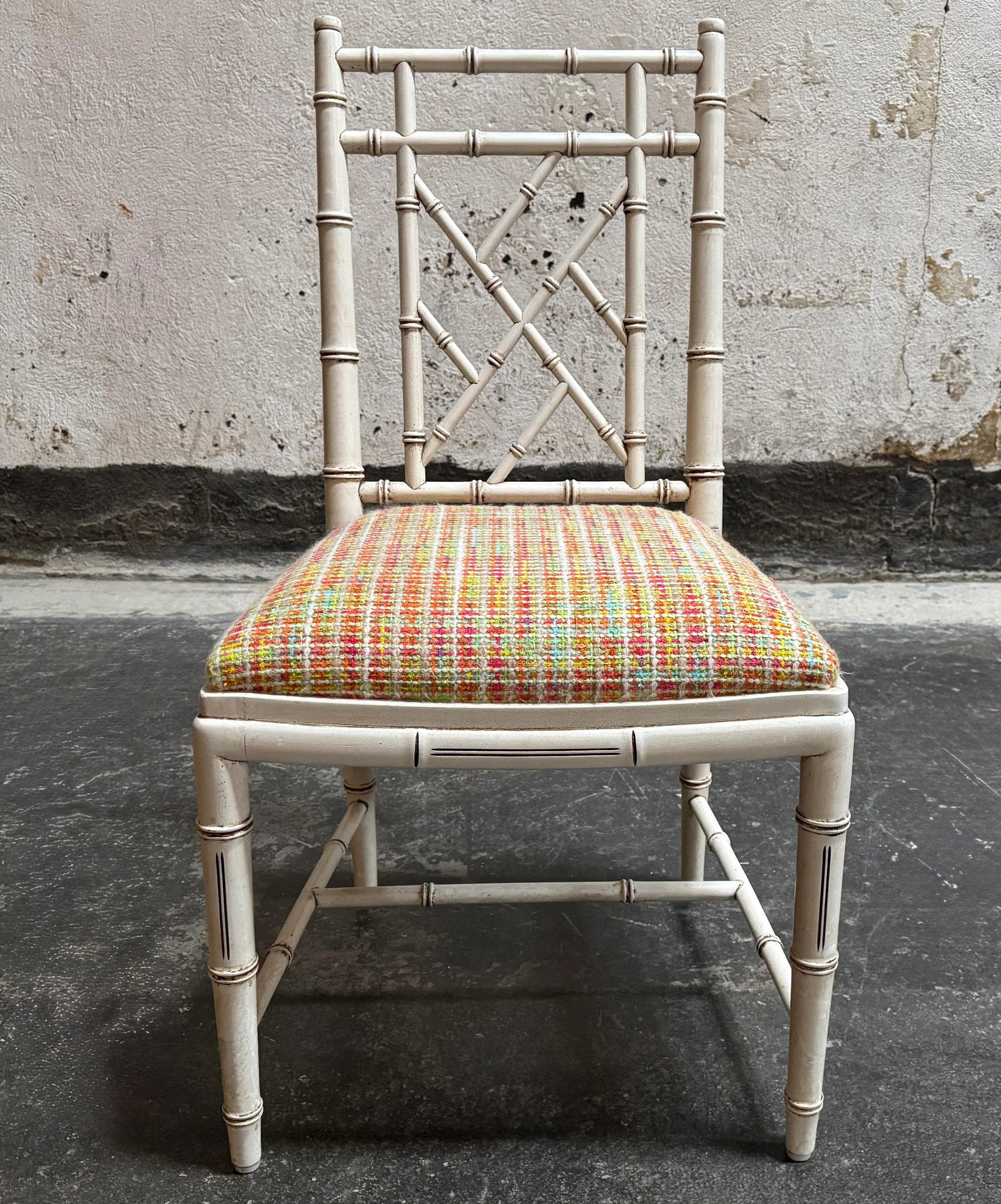 Vintage Chinoiserie Style Faux Bamboo Accent, Desk or Vanity Chair C. 1970s - 8