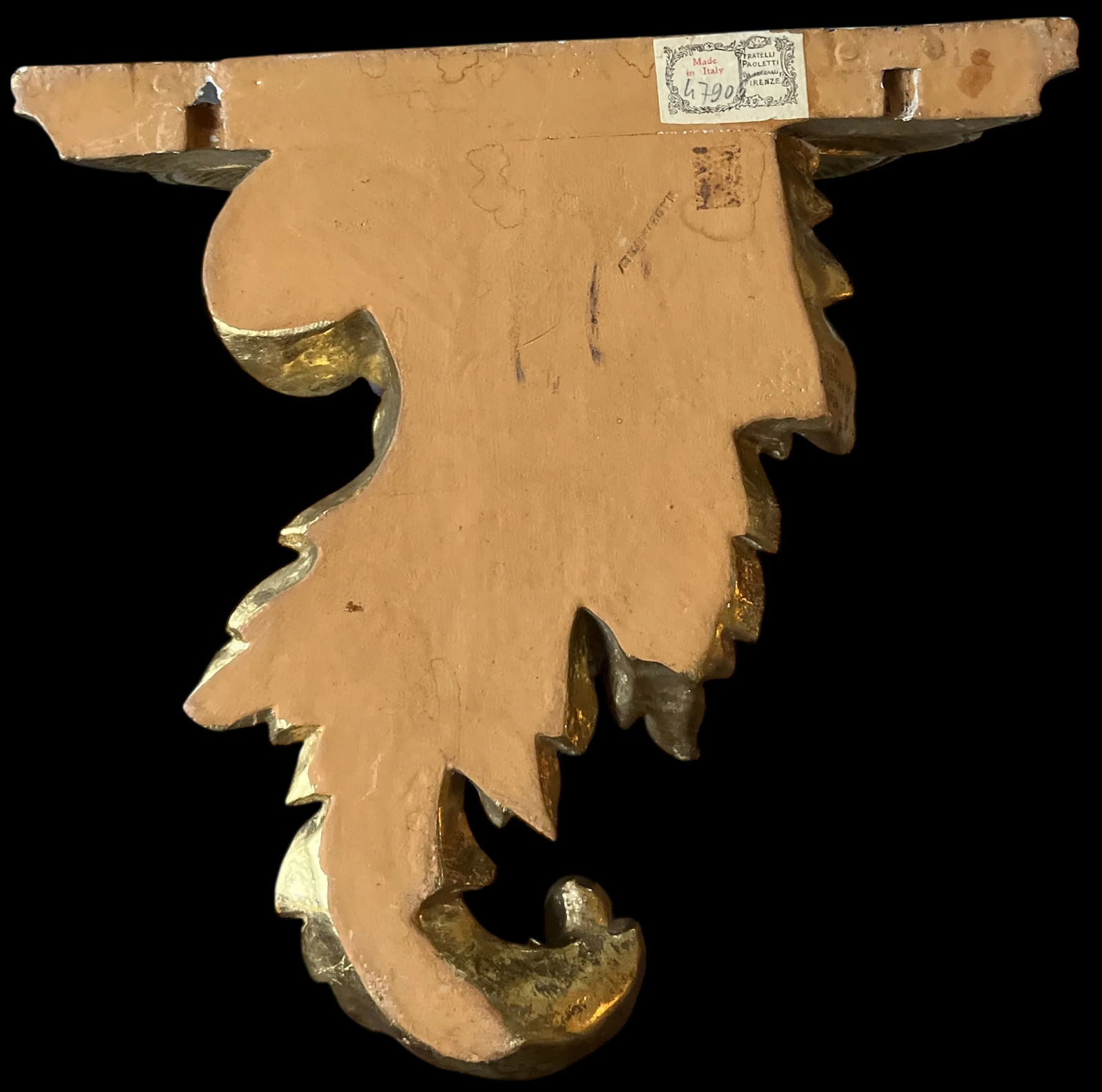 Mid 20th Century 24k Gold Leaf Acanthus Wall Bracket by Fratelli Paoletti of Florence, Italy - 6