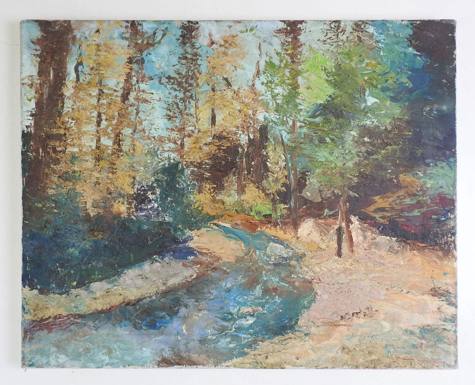 Mid 20th Century Modernist Forest Stream Landscape Painting - 2
