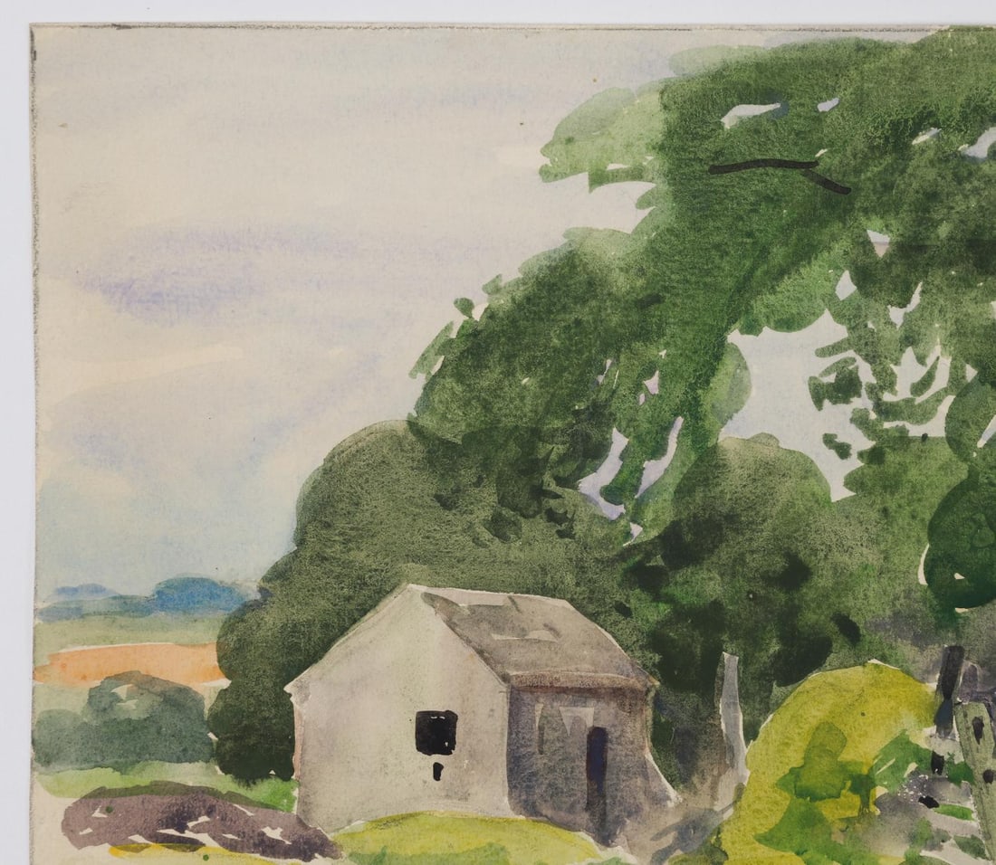 1922 New England Farm Watercolor Painting by Egbert Cadmus - 3