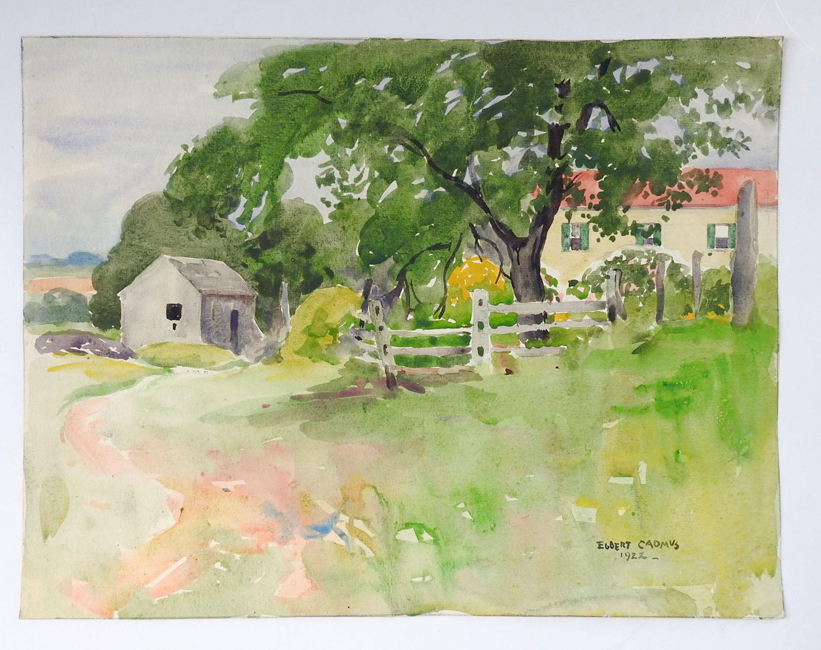 1922 New England Farm Watercolor Painting by Egbert Cadmus - 6