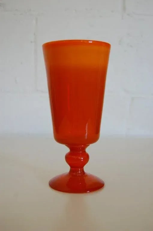 Erik Höglund Mid-Century Signed Orange Footed Art Glass Vase for Boda C. 1960s - 2