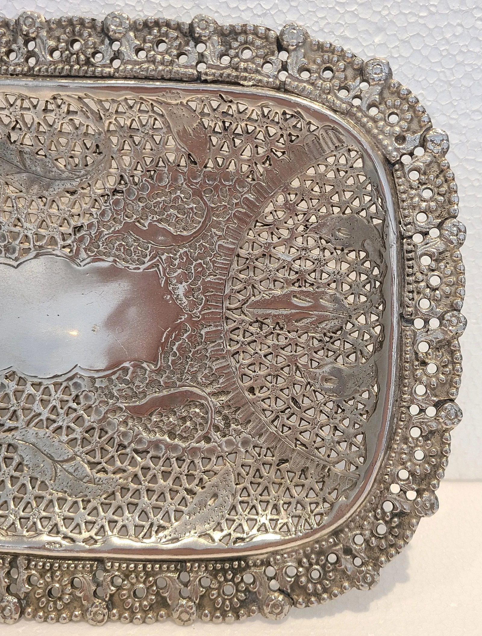 Antique Early 20th Century Pierced Footed Silver Plate Dish - 2