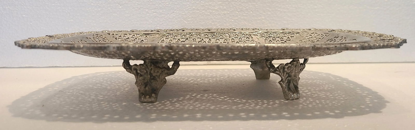 Antique Early 20th Century Pierced Footed Silver Plate Dish - 5