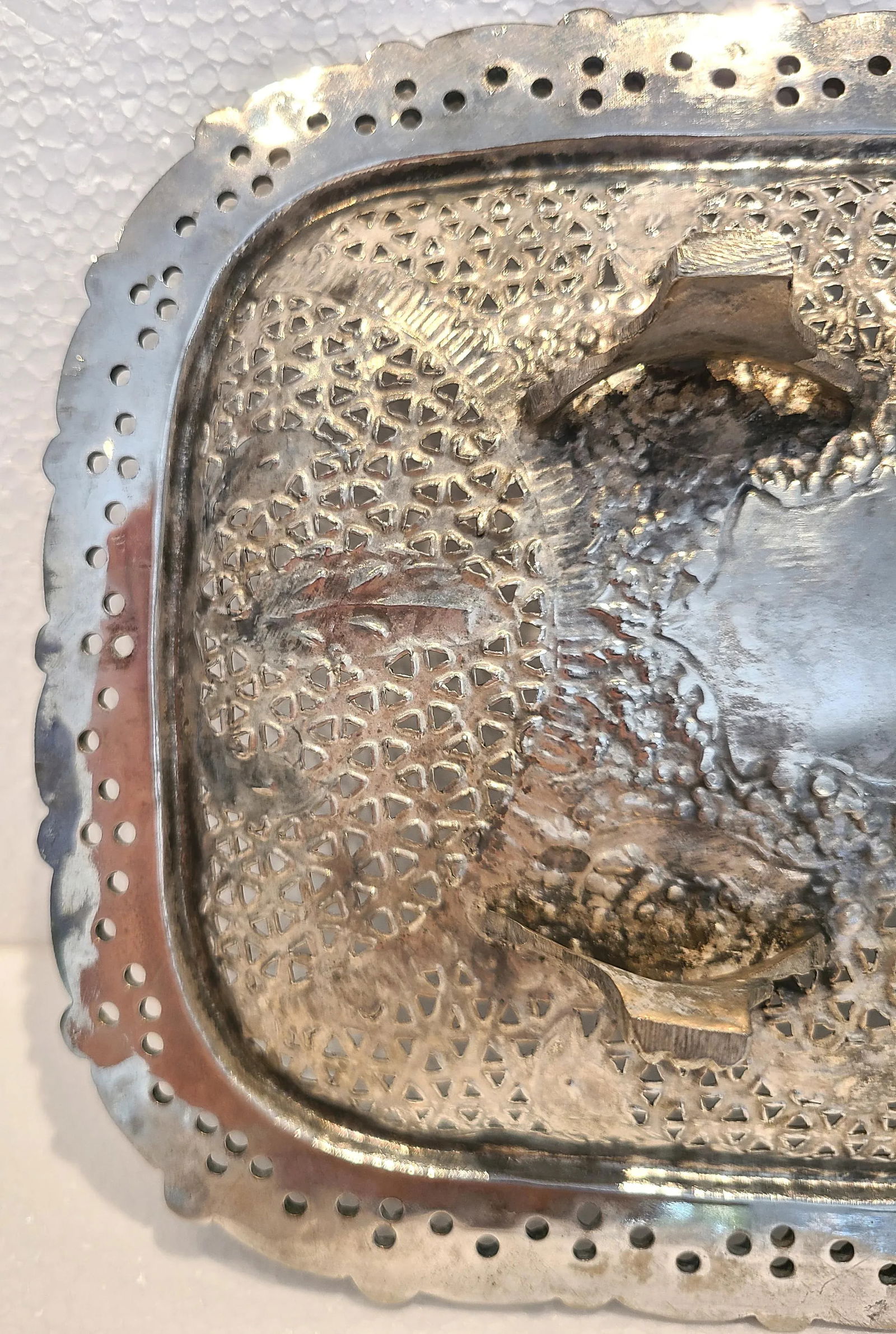 Antique Early 20th Century Pierced Footed Silver Plate Dish - 7