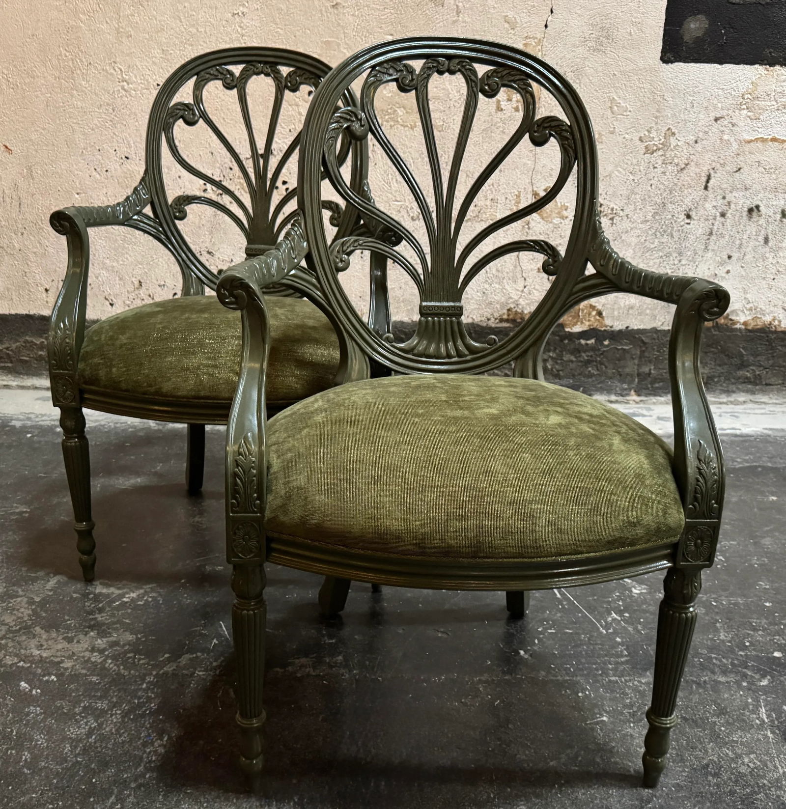 Pair of Vintage Neoclassical Revival "Prince of Wales" Fan Back Armchairs - Fully Restored - 2