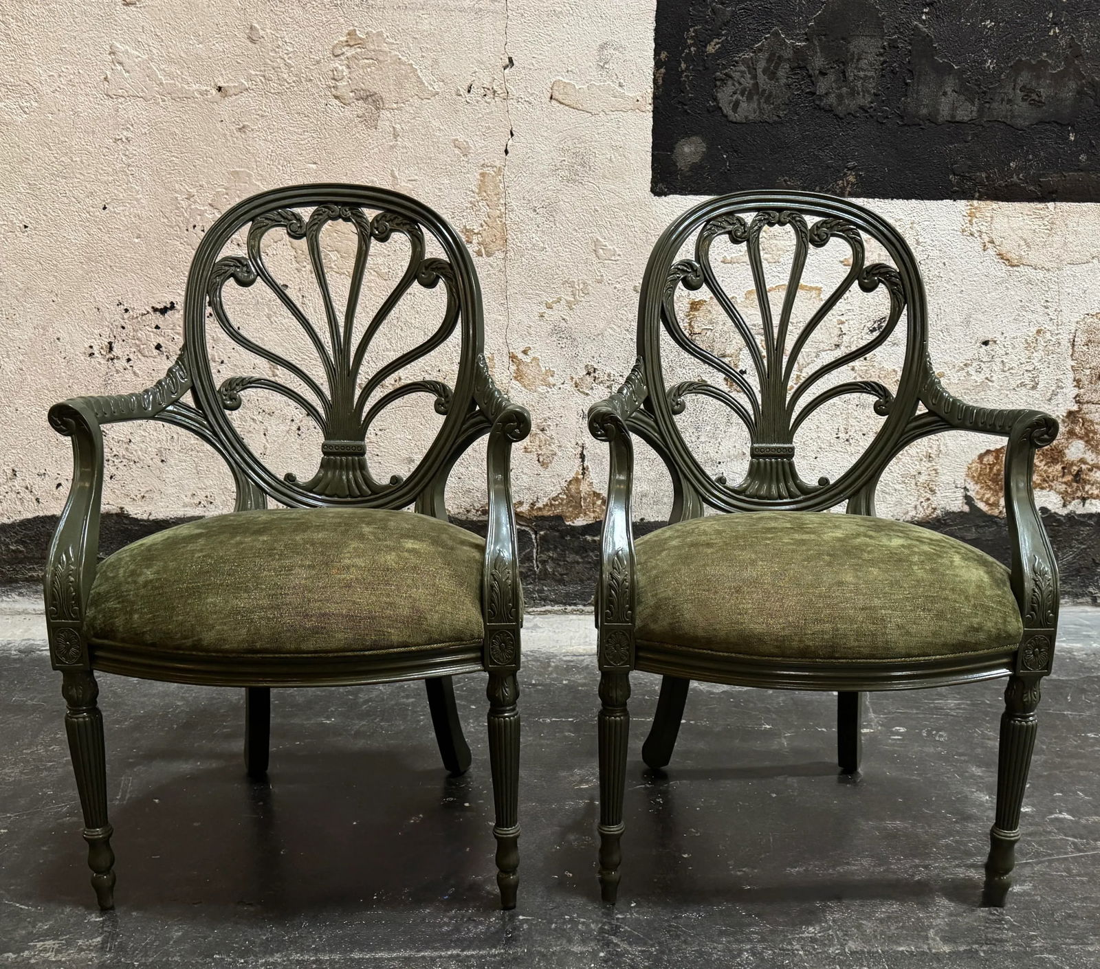 Pair of Vintage Neoclassical Revival "Prince of Wales" Fan Back Armchairs - Fully Restored - 7