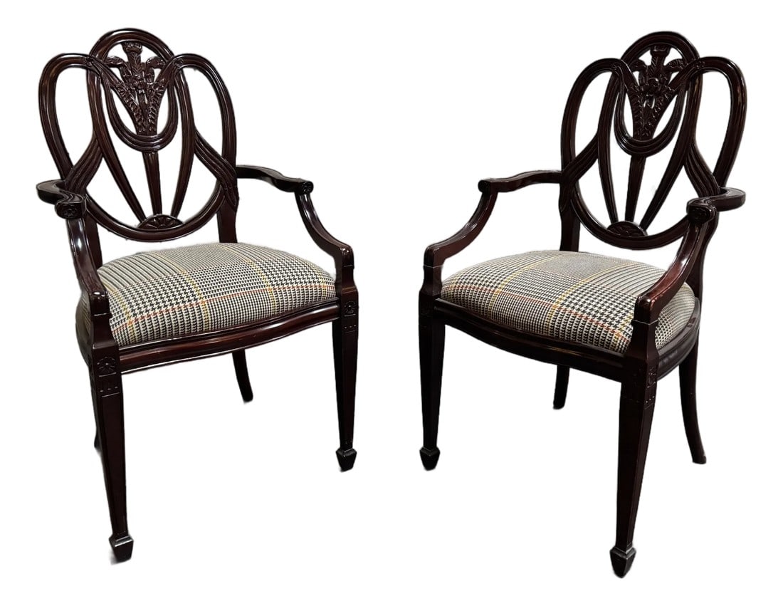 Pair of Vintage Georgian/Neoclassical Style Shield Back Armchairs (1 of 8)